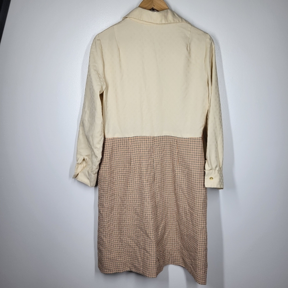 Vintage 70s California Girl Cream Houndstooth Button Up Shirt Dress Small READ - Picture 6 of 10